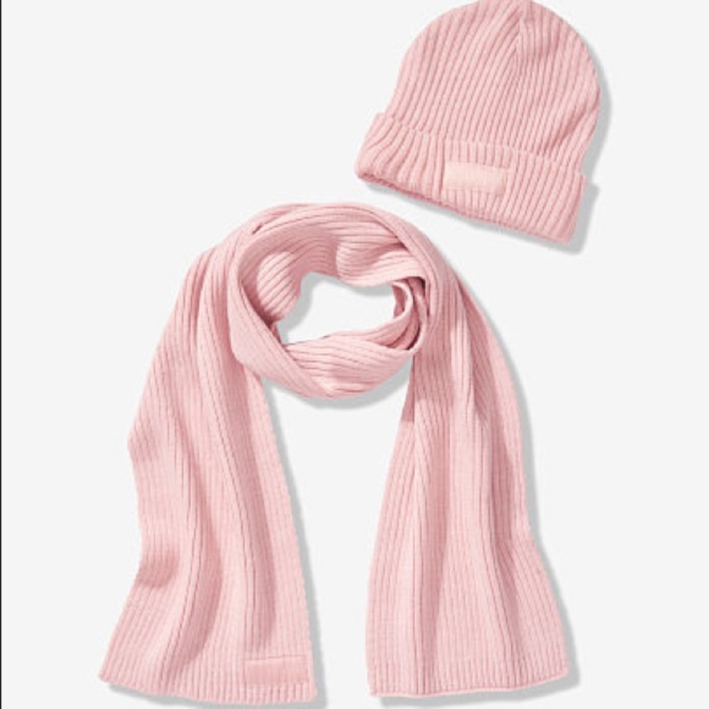 PINK beanie and scarf set